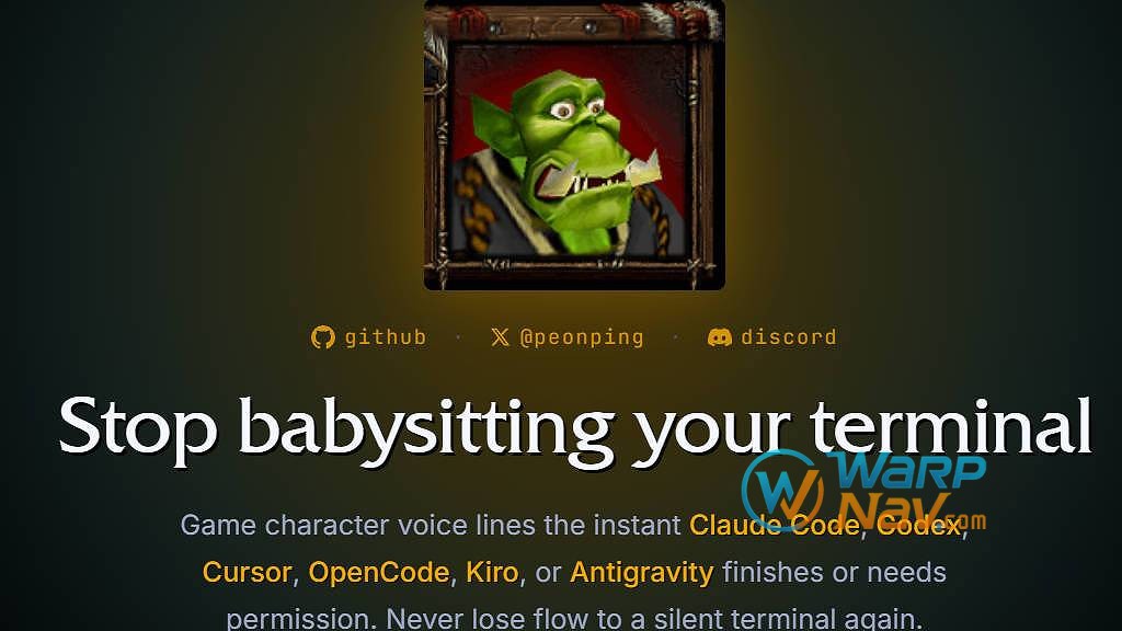 [Github] PeonPing：AI 编程加入魔兽争霸语音提示，让 Claude Code 不再枯燥