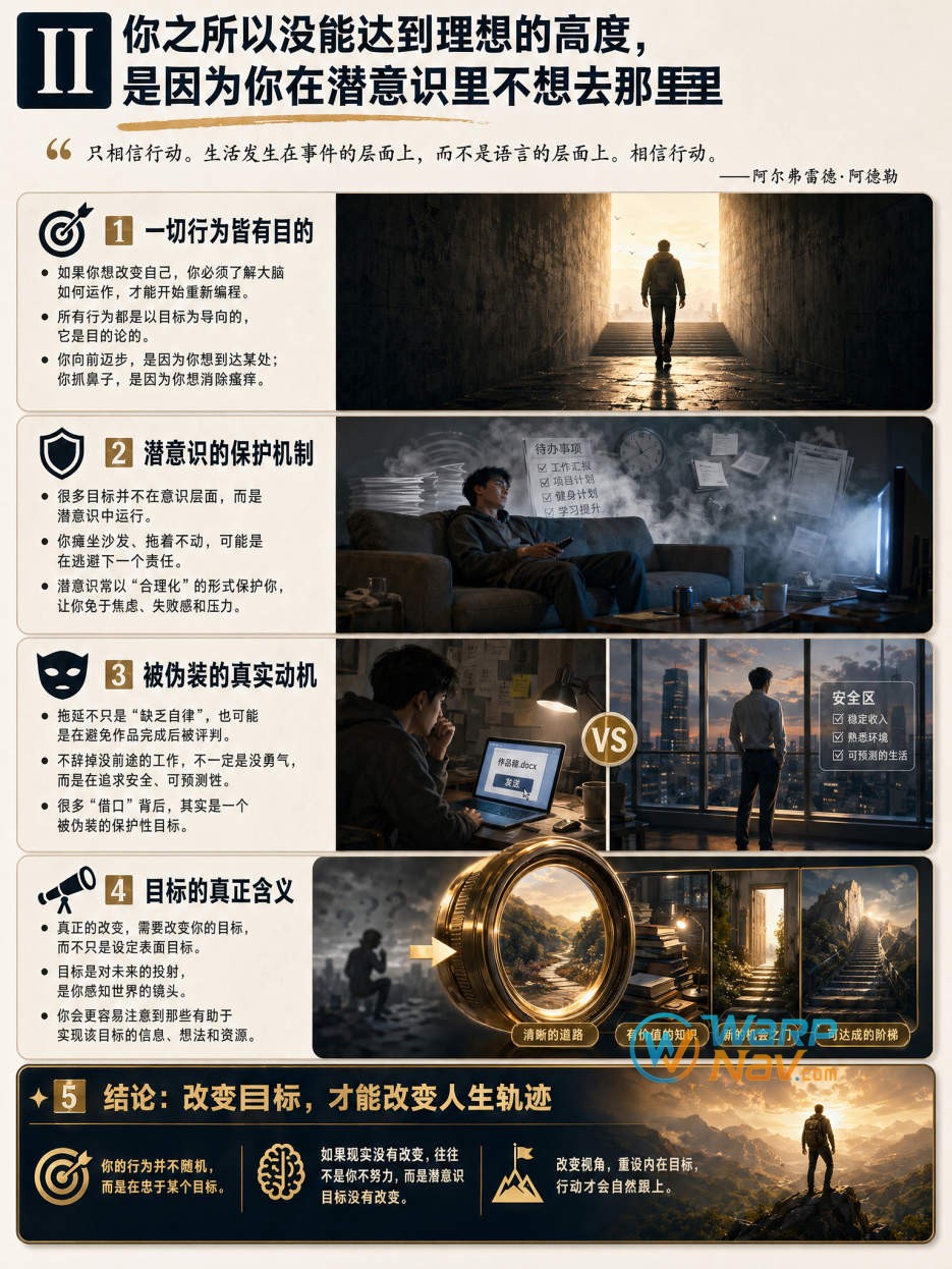 你之所以没能达到理想的高度，是因为你在潜意识里不想去那里