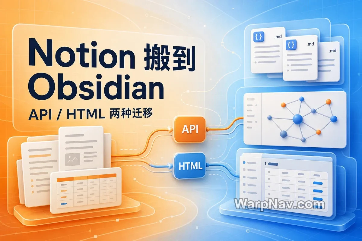 Notion 迁移到 Obsidian 怎么做：API 导入与文件导入的区别、限制