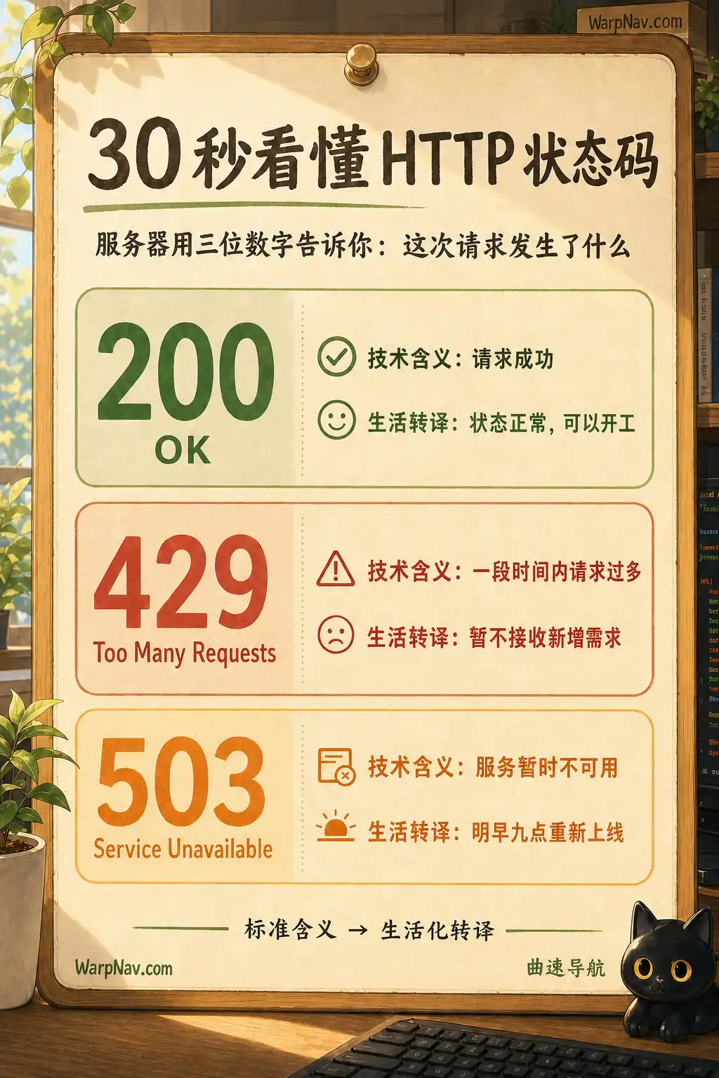 HTTP 人生知识卡片：200 OK、429 Too Many Requests 与 503 Service Unavailable 的技术含义和生活化解释