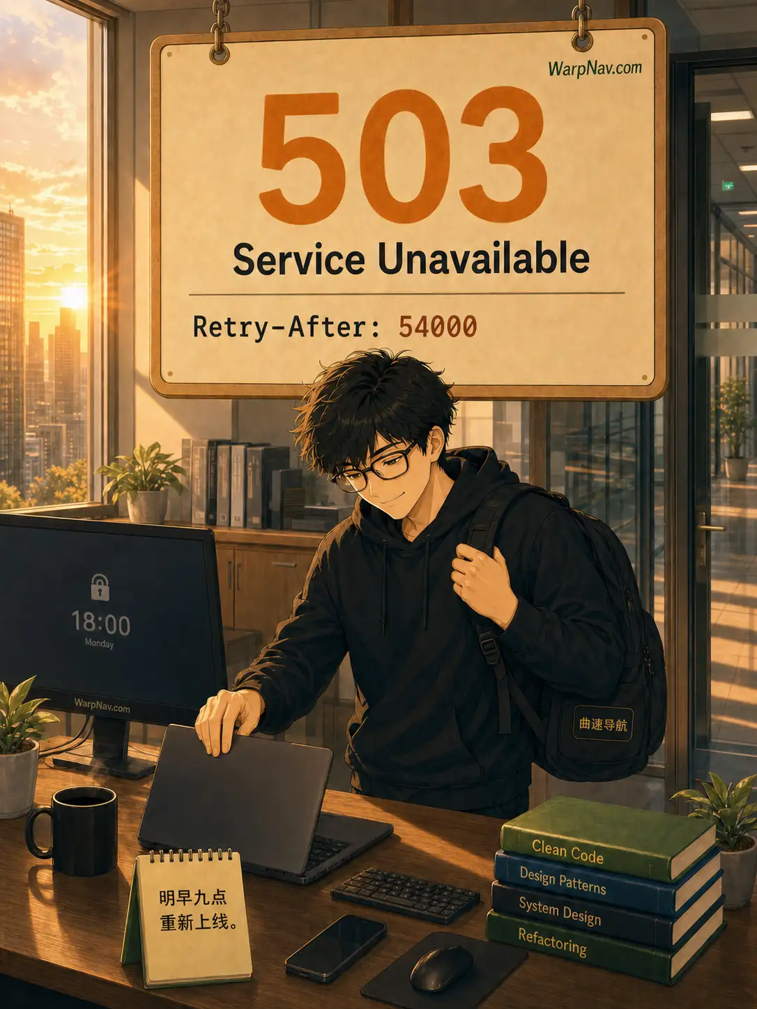 下午六点程序员锁定电脑准备下班，以 503 Service Unavailable 表示暂时离线