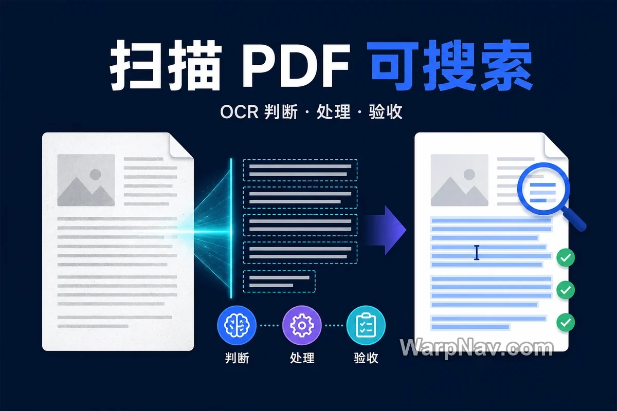 扫描 PDF 通过 OCR 变成可搜索文件的判断、处理与验收流程