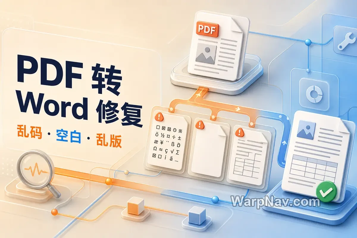 PDF 转 Word 后乱码、空白或排版全乱怎么办？原因判断与修复顺序