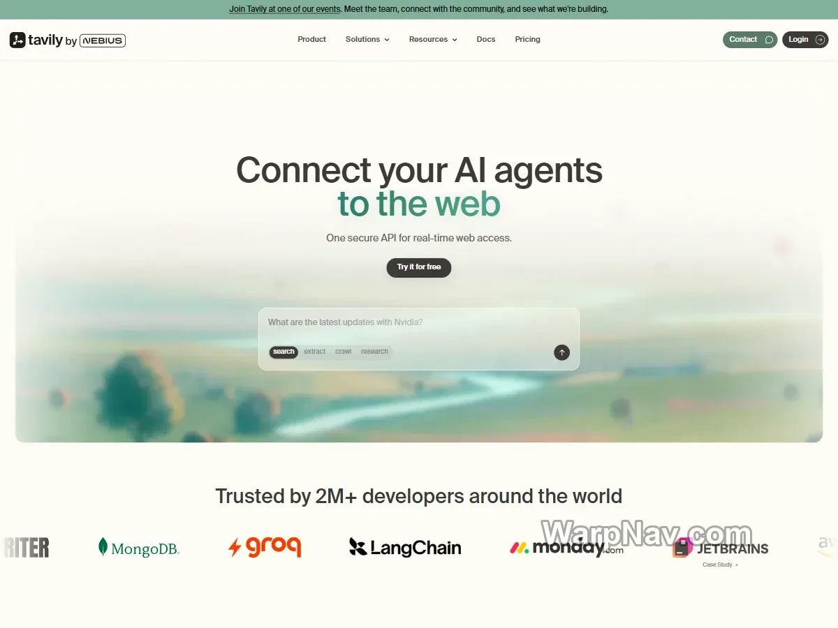 Tavily 官网搜索、提取、抓取与研究入口