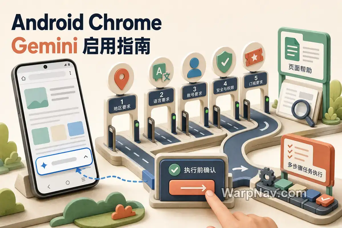 Android Chrome 的 Gemini 怎么用：启用条件、Auto Browse 限额与隐私风险