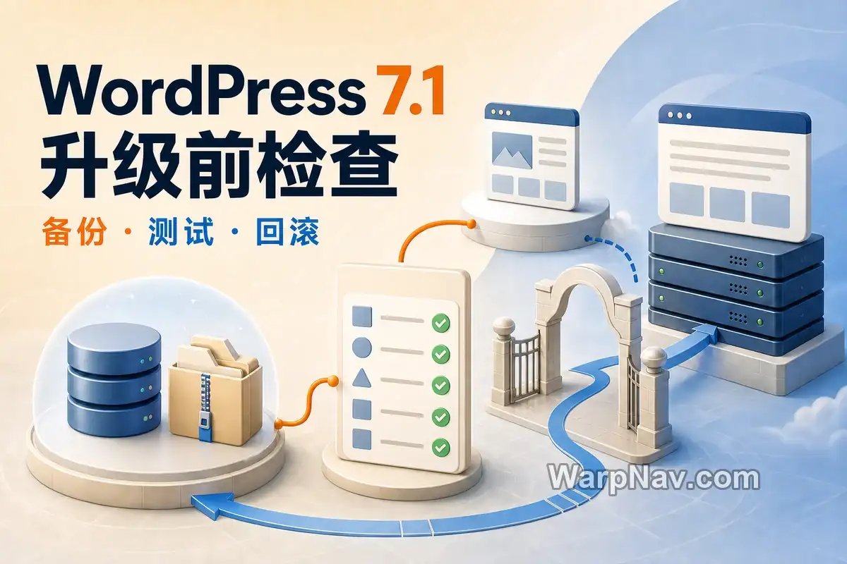 WordPress 7.1 升级避坑指南：插件、主题、备份与回滚方法