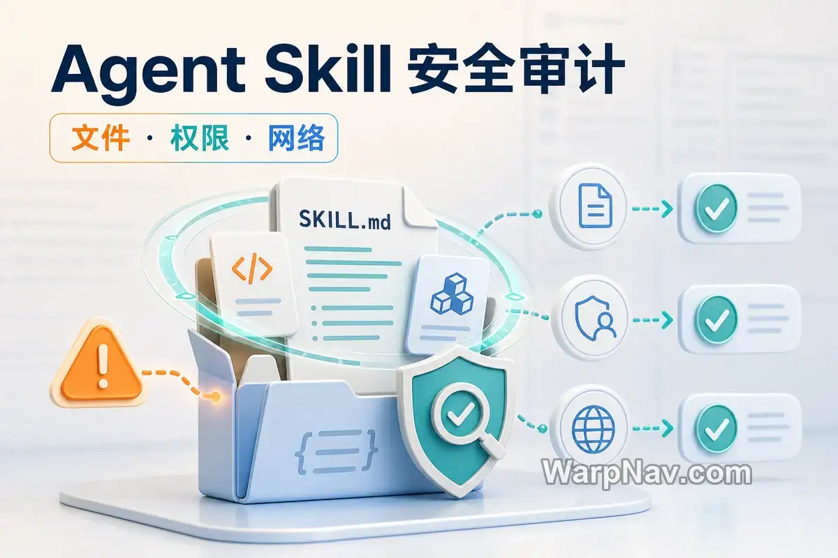 第三方 Agent Skill 安装前安全审计：检查文件、权限与网络行为