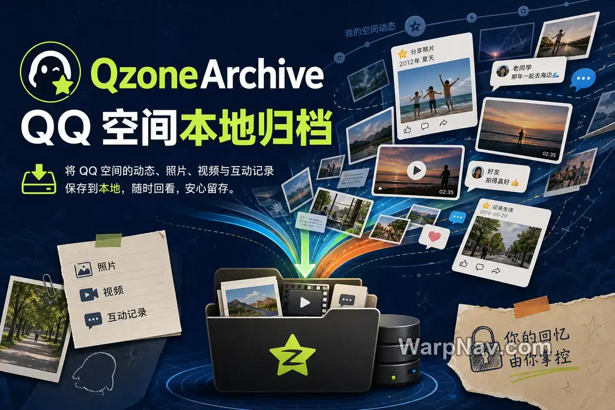 QzoneArchive 将 QQ 空间动态、照片、视频和互动记录归档到本地