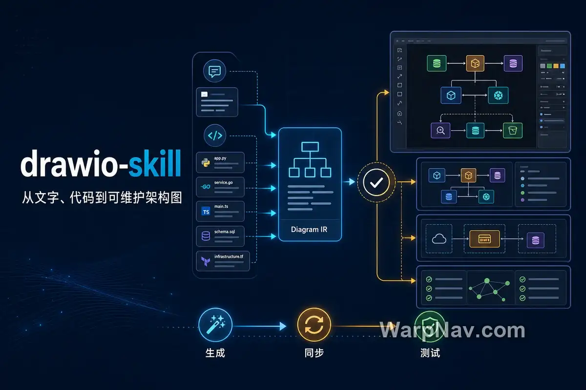[Github] drawio-skill：从文字、代码到可维护的 Draw.io 架构图