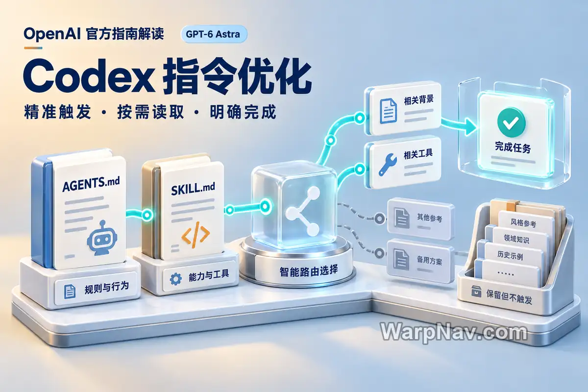 OpenAI 官方指南解读:Codex 指令优化,AGENTS.md 与 SKILL.md 的按需路由示意