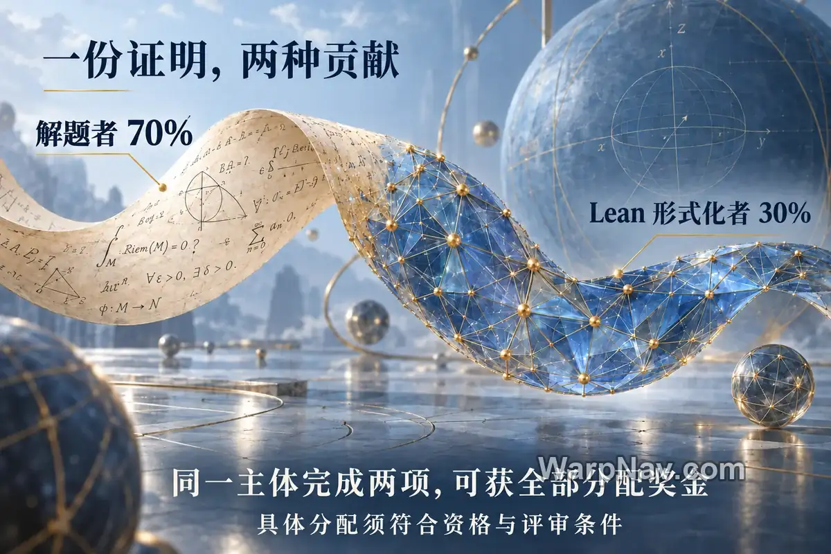 解题者获分配奖金的70%,Lean形式化者获30%,同一主体完成两项可获全部分配奖金