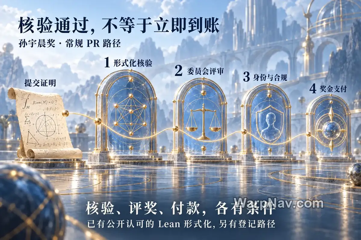 常规PR路径依次经过形式化核验、委员会评审、身份与合规核验和奖金支付