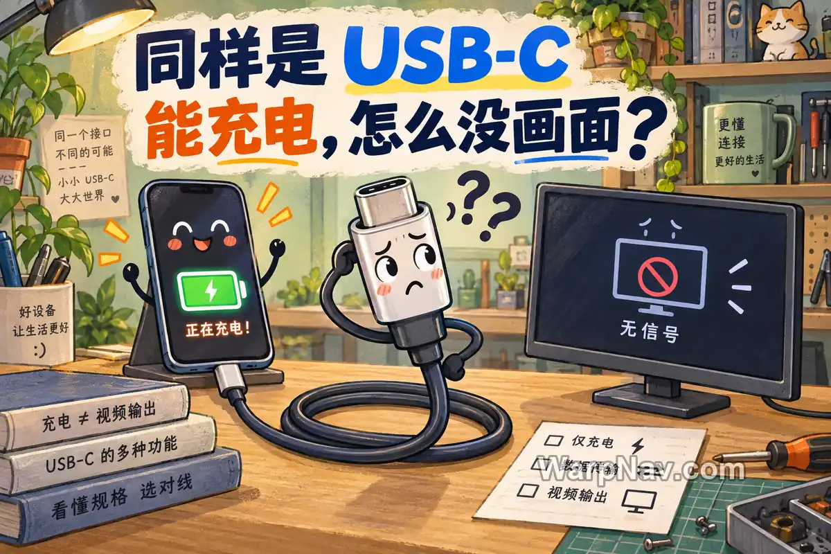 同样是 USB-C，为什么有的线能充电，却接不了显示器？