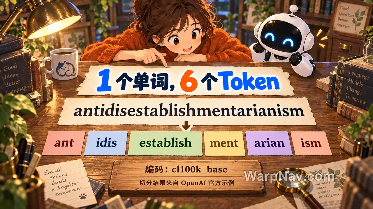 cl100k_base 将 antidisestablishmentarianism 分成 ant、idis、establish、ment、arian、ism 六个 Token