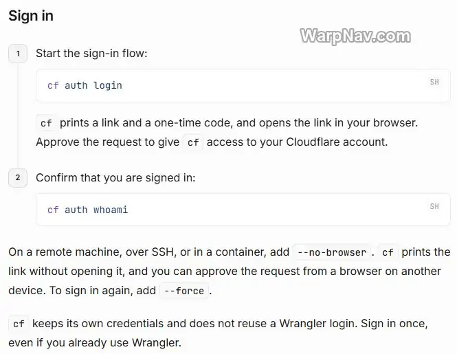 Cloudflare 官方入门文档的登录说明