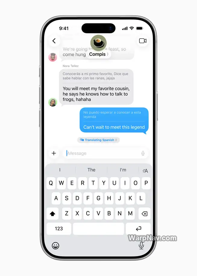 iPhone 信息应用显示西班牙语消息与英语译文